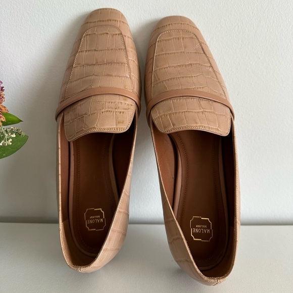 Malone Souliers Shoes - Malone Souliers tan croc Barry leather loafer shoes - size 40 / US 8